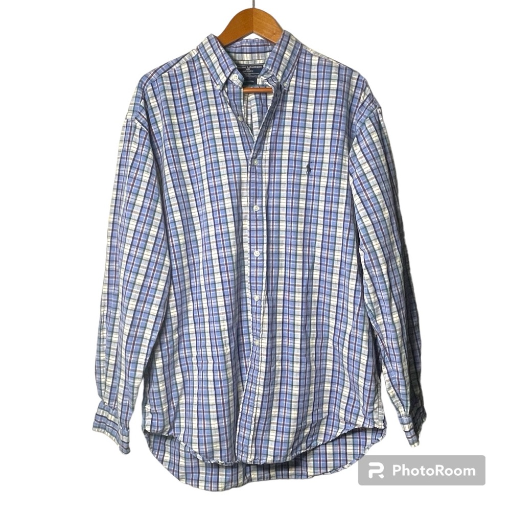 Ralph Lauren Sport Plaid Multi Color Men's Button Down Dress Shirt Size L - Picture 3 of 9